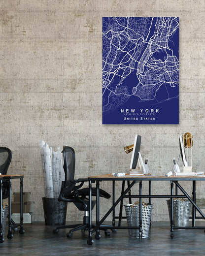 New York Map Blueprint - @GreyArt