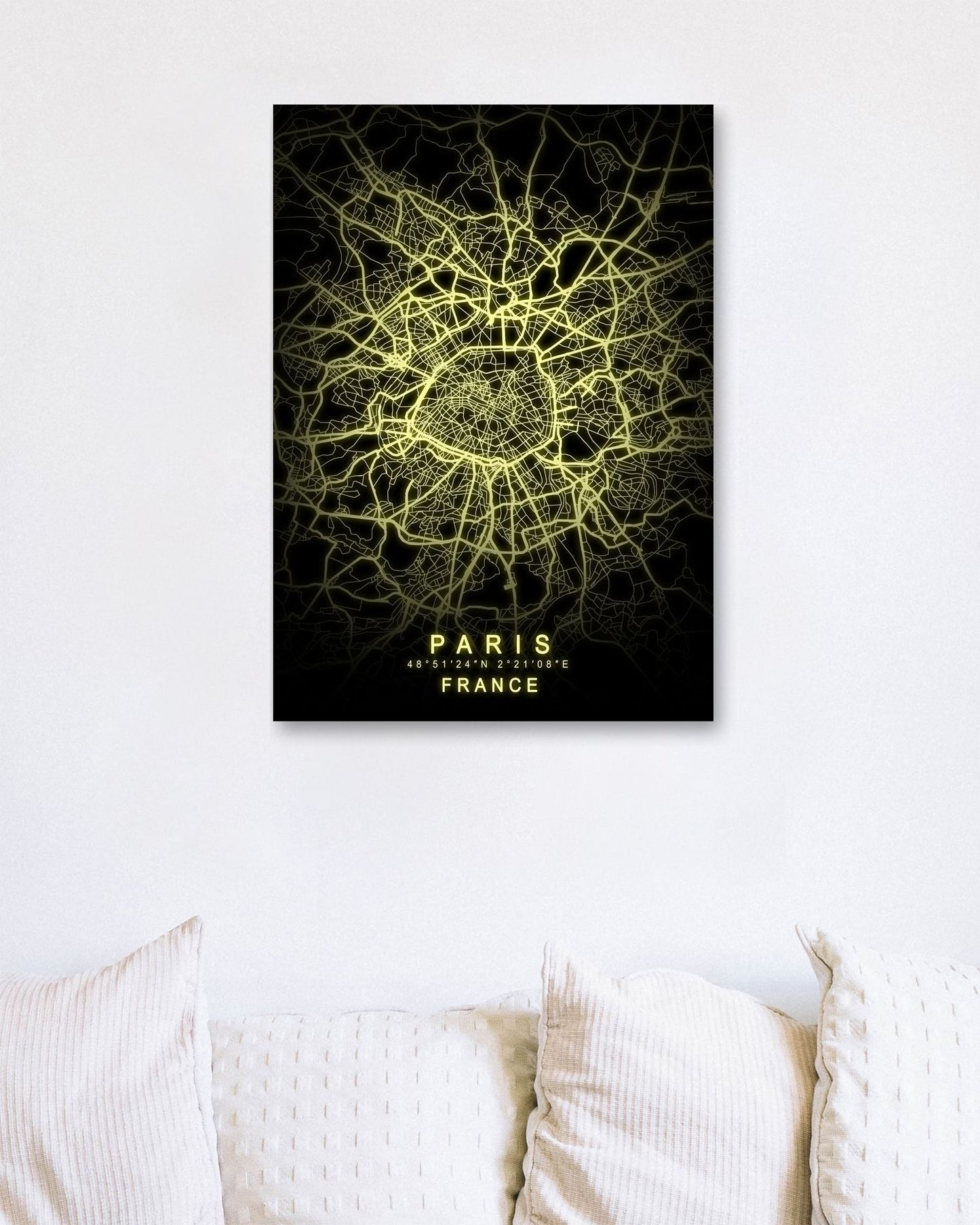 Paris France Map Glow - @GreyArt
