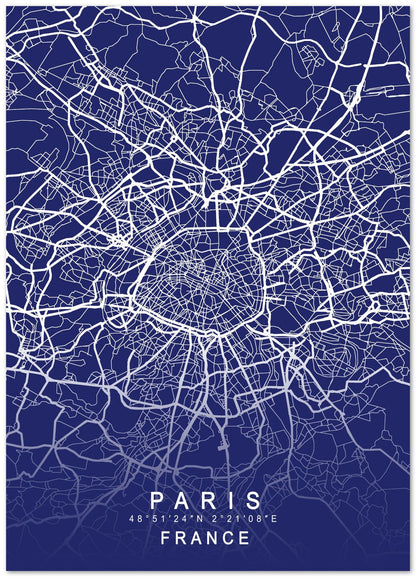 Paris France Map Blueprint - @GreyArt