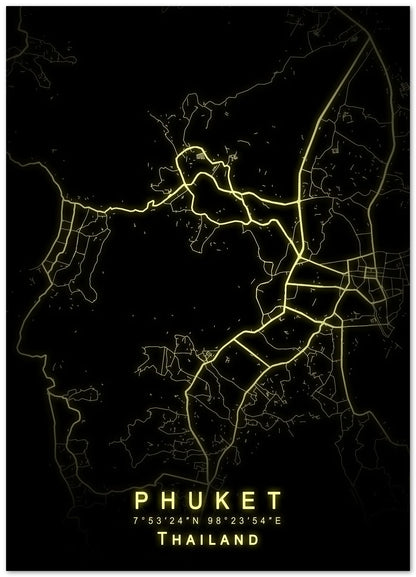 Phuket Map Glow - @GreyArt