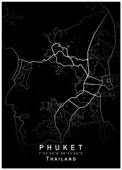 Phuket Map Black - @GreyArt