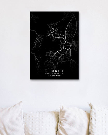 Phuket Map Black - @GreyArt