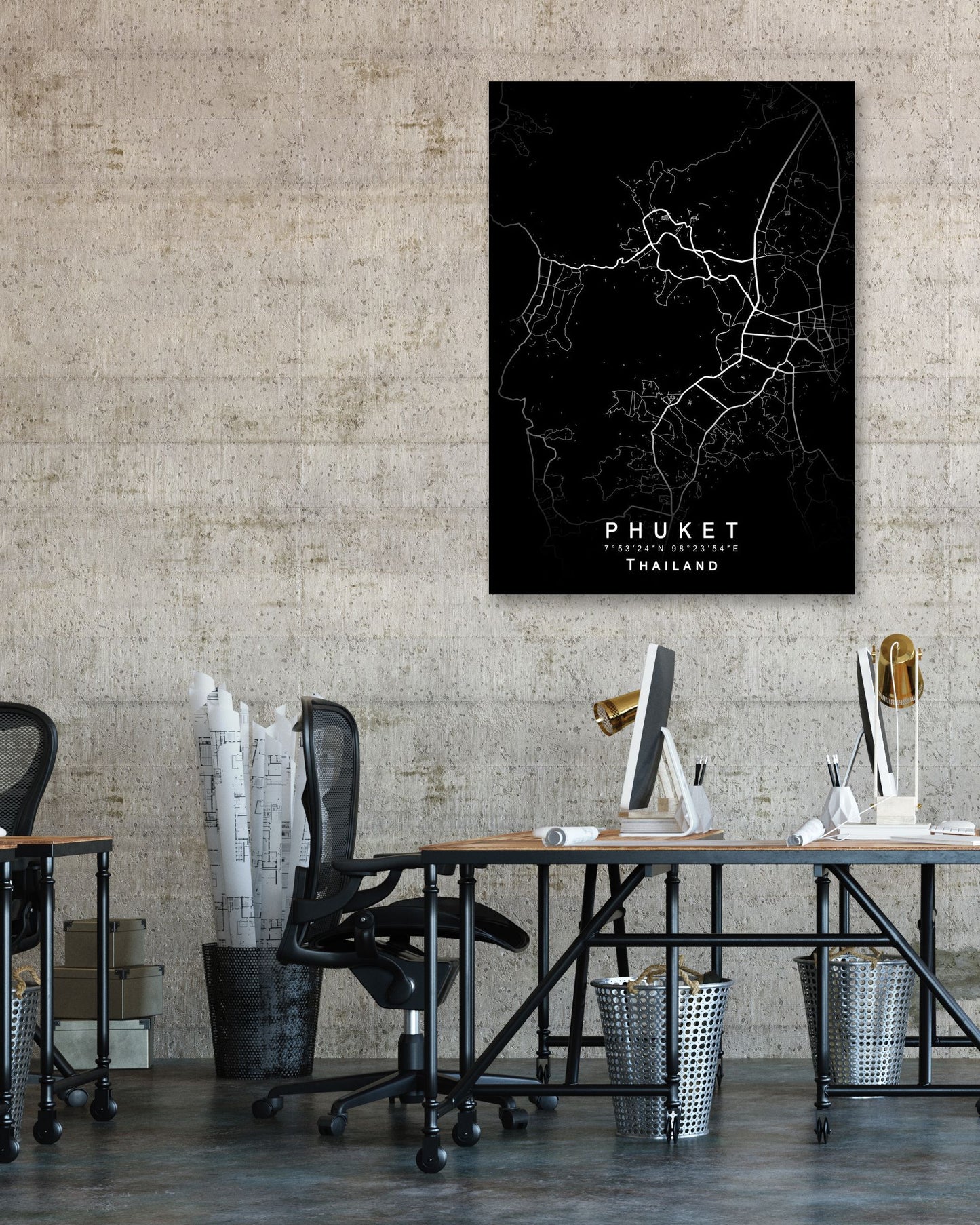 Phuket Map Black - @GreyArt