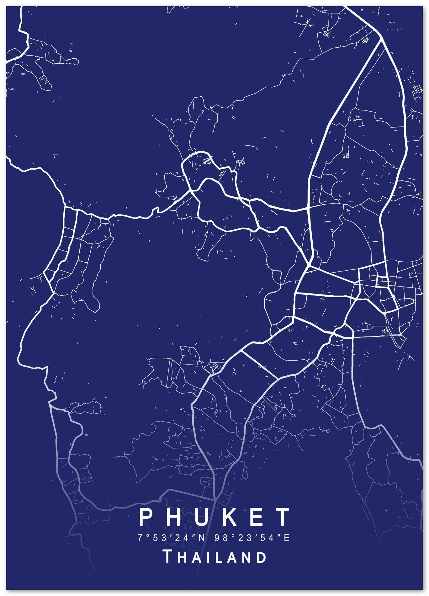 Phuket Map Blueprint - @GreyArt