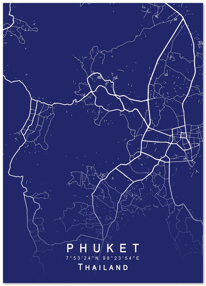 Phuket Map Blueprint - @GreyArt