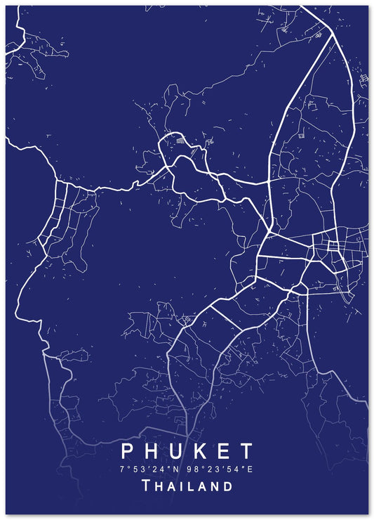 Phuket Map Blueprint - @GreyArt