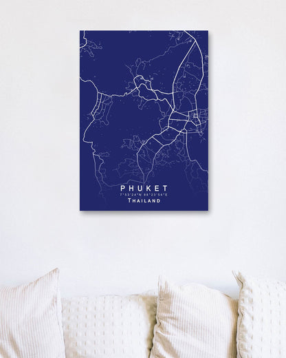 Phuket Map Blueprint - @GreyArt