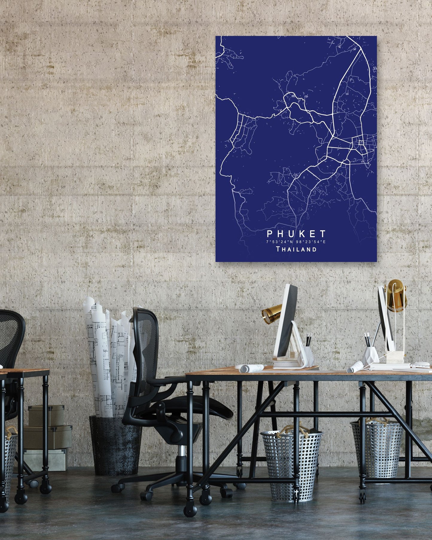 Phuket Map Blueprint - @GreyArt