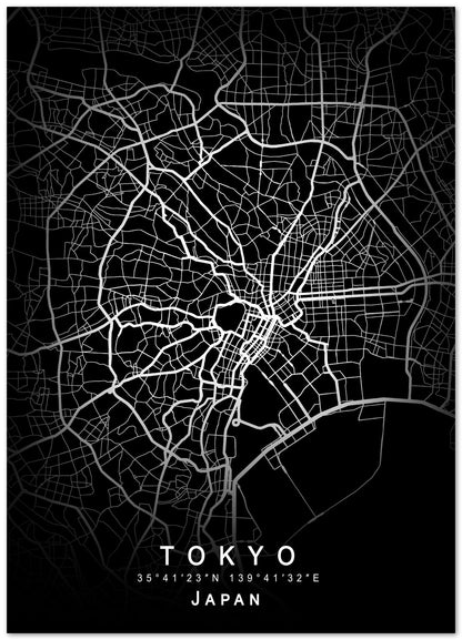 Tokyo Japan Map Black - @GreyArt