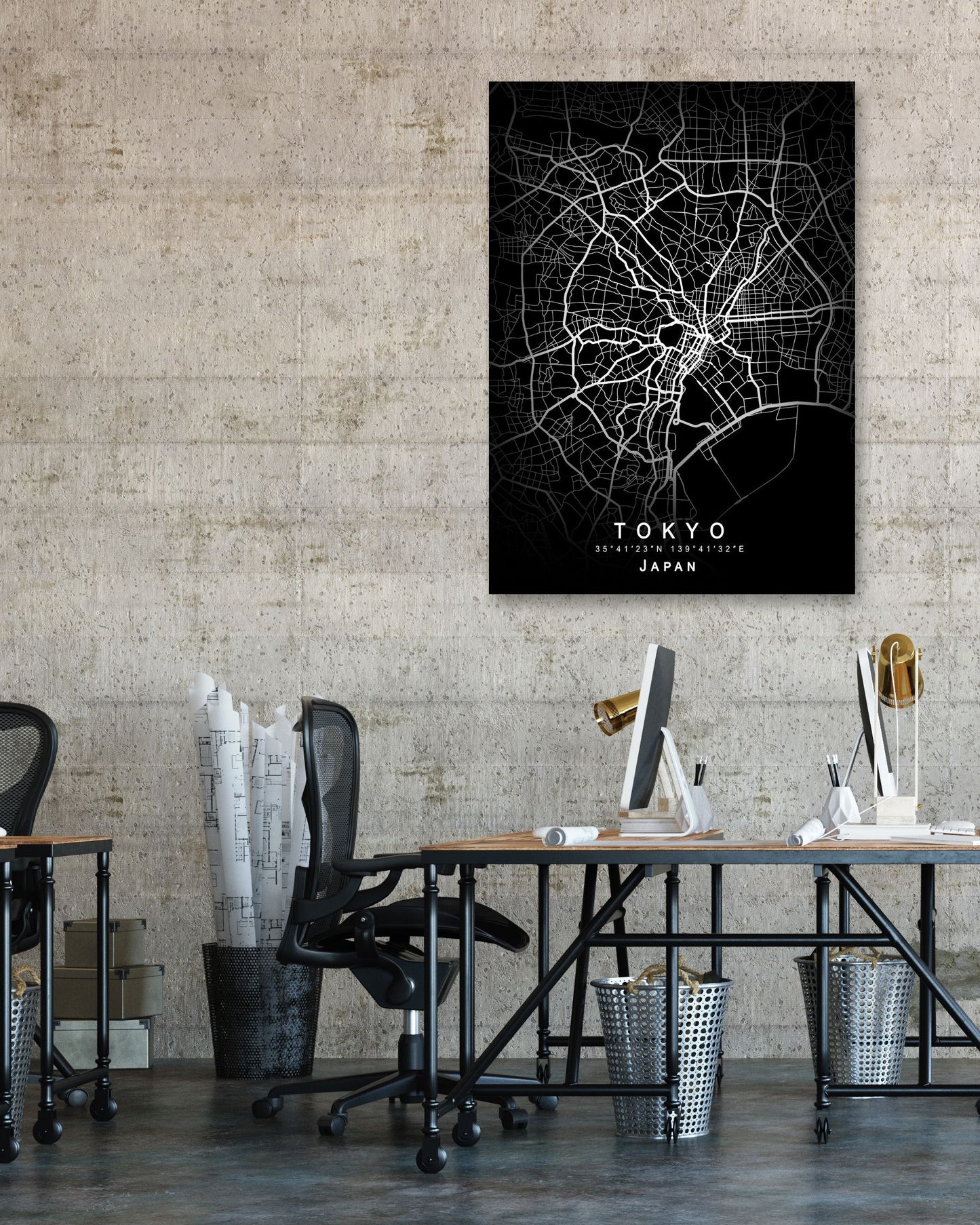 Tokyo Japan Map Black - @GreyArt