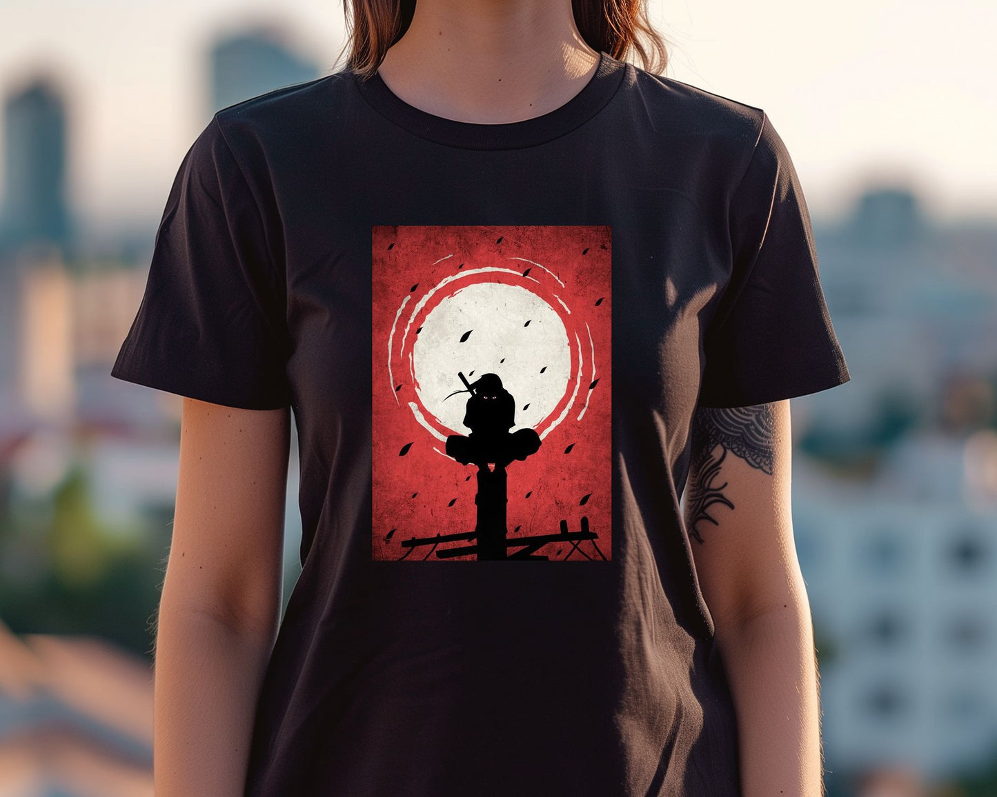 Itachi Silhouette Blood Moon Red - @GreyArt