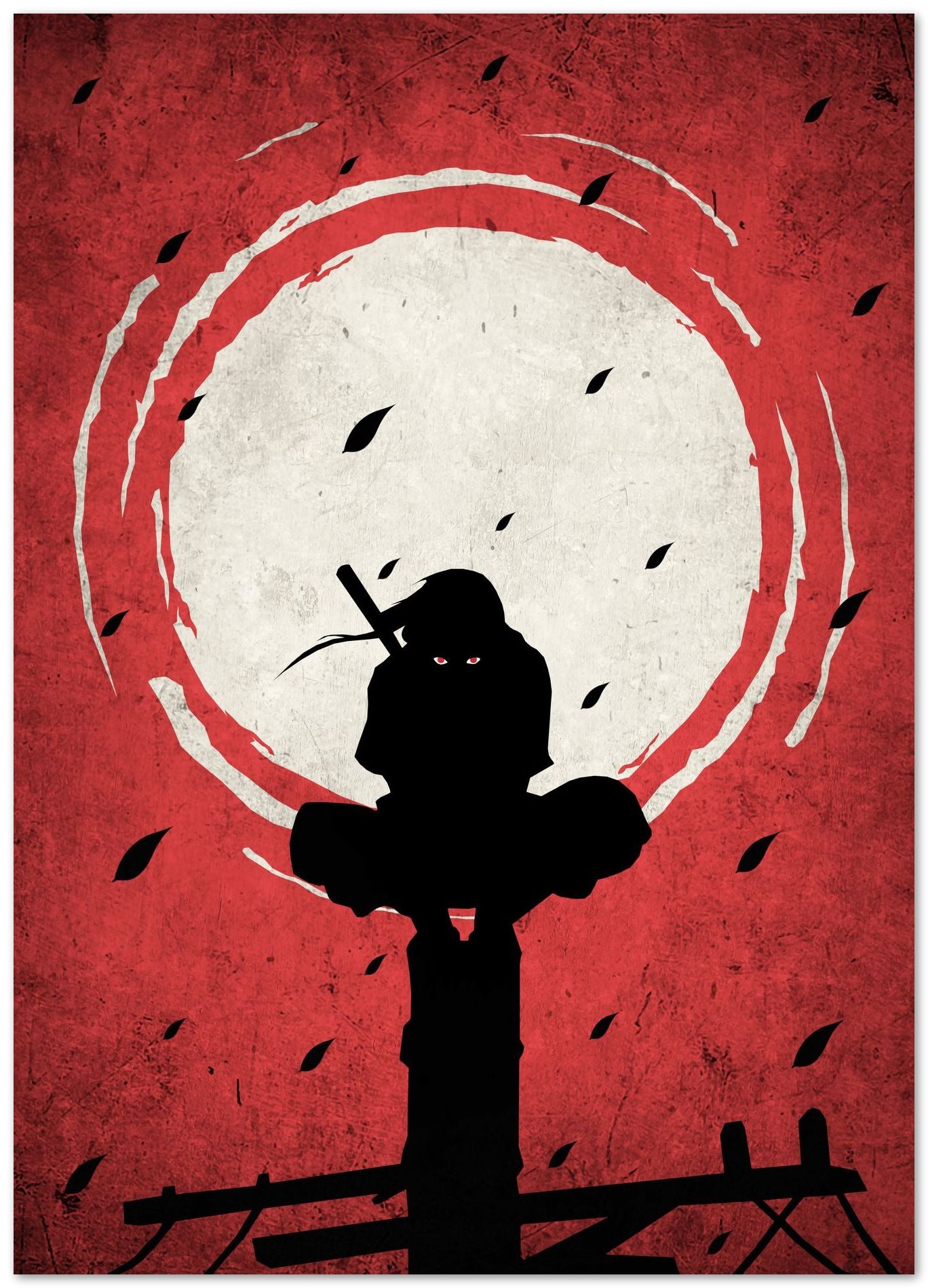 Itachi Silhouette Blood Moon Red - @GreyArt