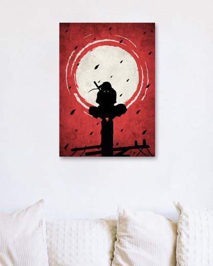 Itachi Silhouette Blood Moon Red - @GreyArt