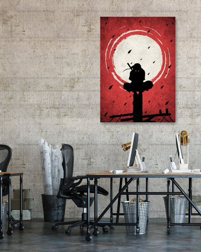 Itachi Silhouette Blood Moon Red - @GreyArt