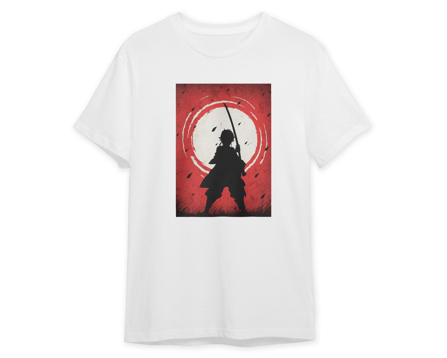 Tanjiro Kamado Demon Slayer Silhouette Blood Moon Red - @GreyArt