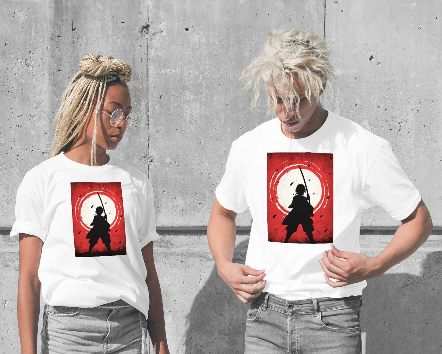 Tanjiro Kamado Demon Slayer Silhouette Blood Moon Red - @GreyArt