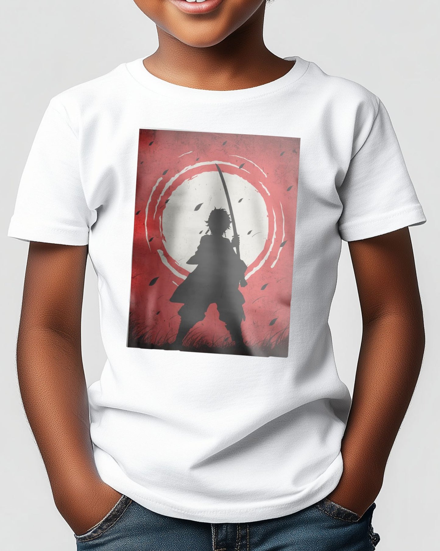 Tanjiro Kamado Demon Slayer Silhouette Blood Moon Red - @GreyArt