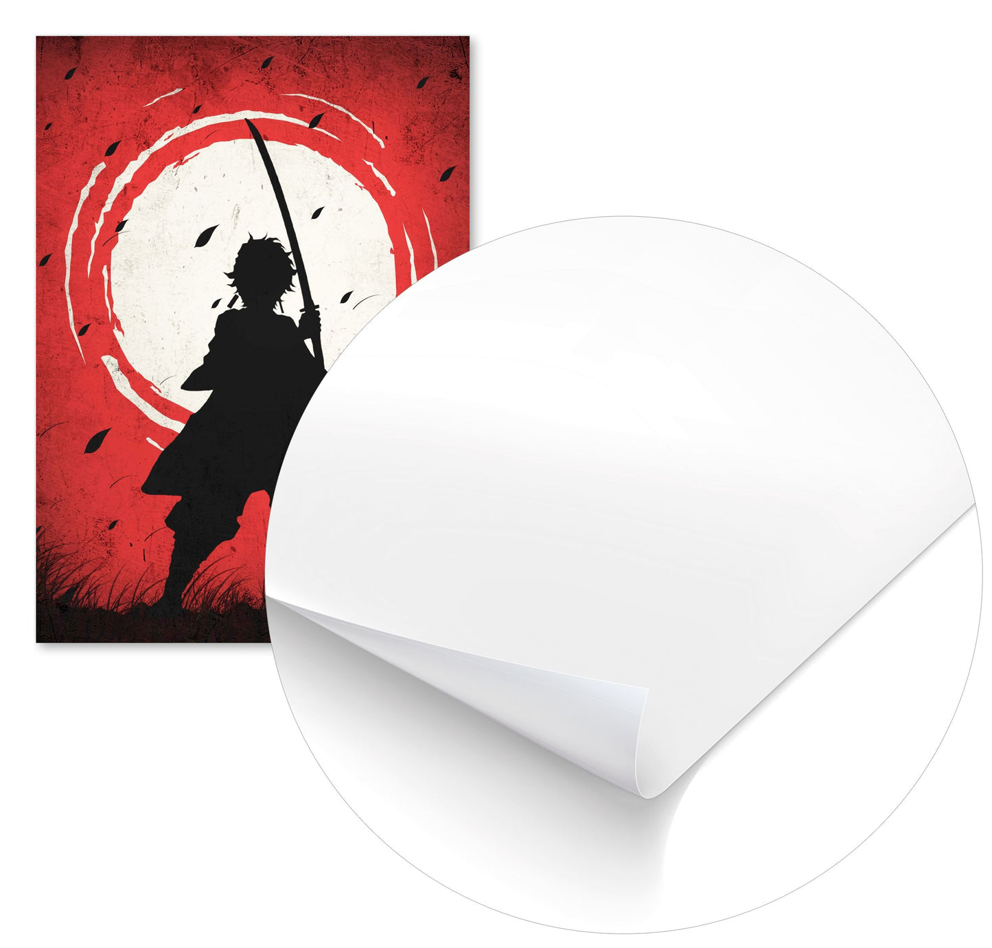 Tanjiro Kamado Demon Slayer Silhouette Blood Moon Red - @GreyArt