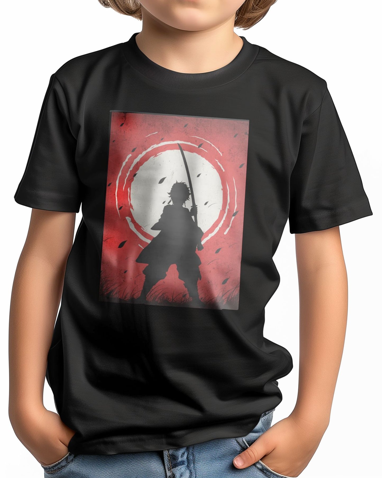 Tanjiro Kamado Demon Slayer Silhouette Blood Moon Red - @GreyArt