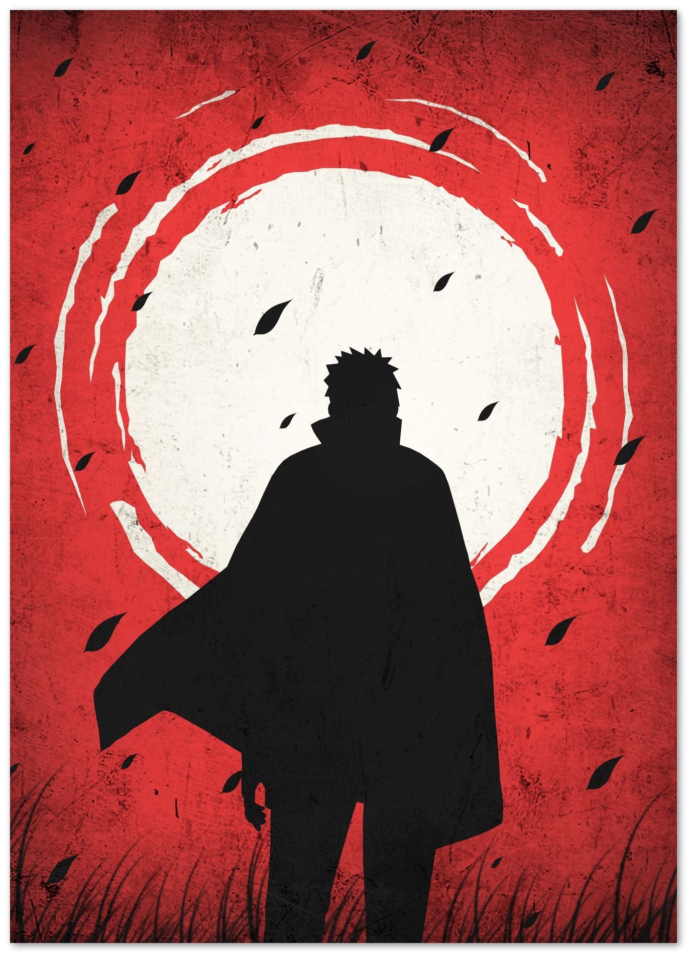 Naruto Uzumaki Demon Slayer Silhouette Blood Moon Red - @GreyArt