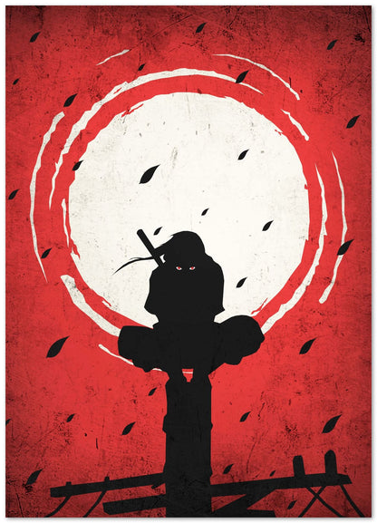 Itachi Uchiha Silhouette Blood Moon Red - @GreyArt