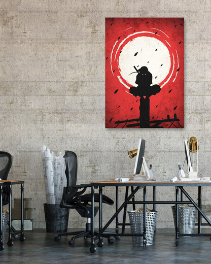 Itachi Uchiha Silhouette Blood Moon Red - @GreyArt