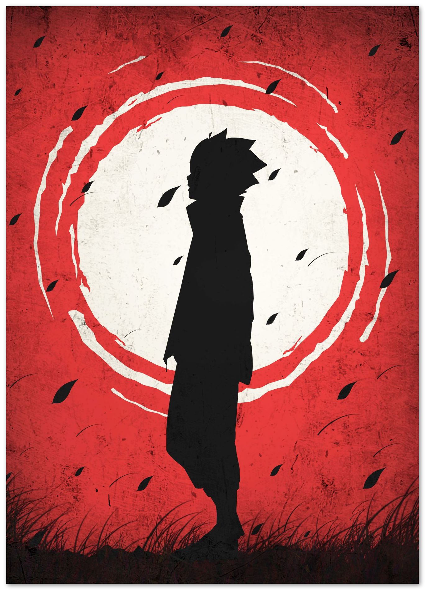 Boruto Uzumaki Naruto - Silhouette Blood Moon Red - @GreyArt