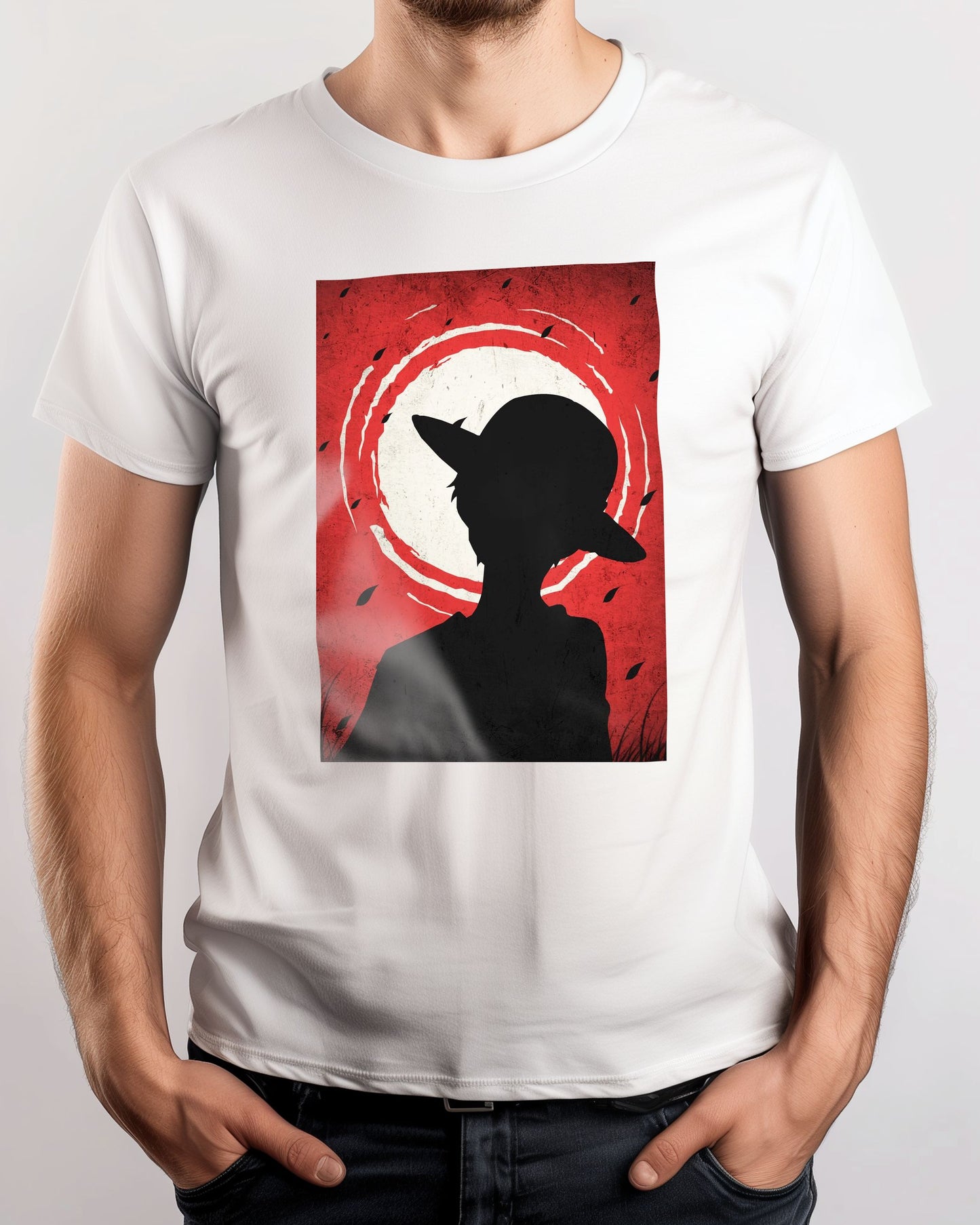 Monkey D Luffy One Piece- Silhouette Blood Moon Red - @GreyArt