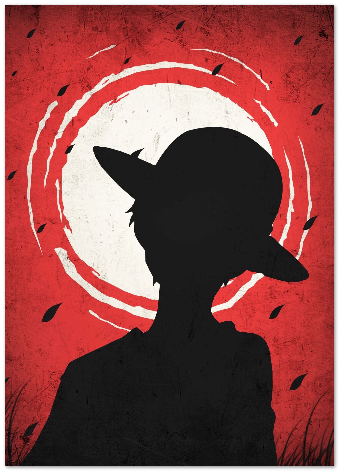 Monkey D Luffy One Piece- Silhouette Blood Moon Red - @GreyArt