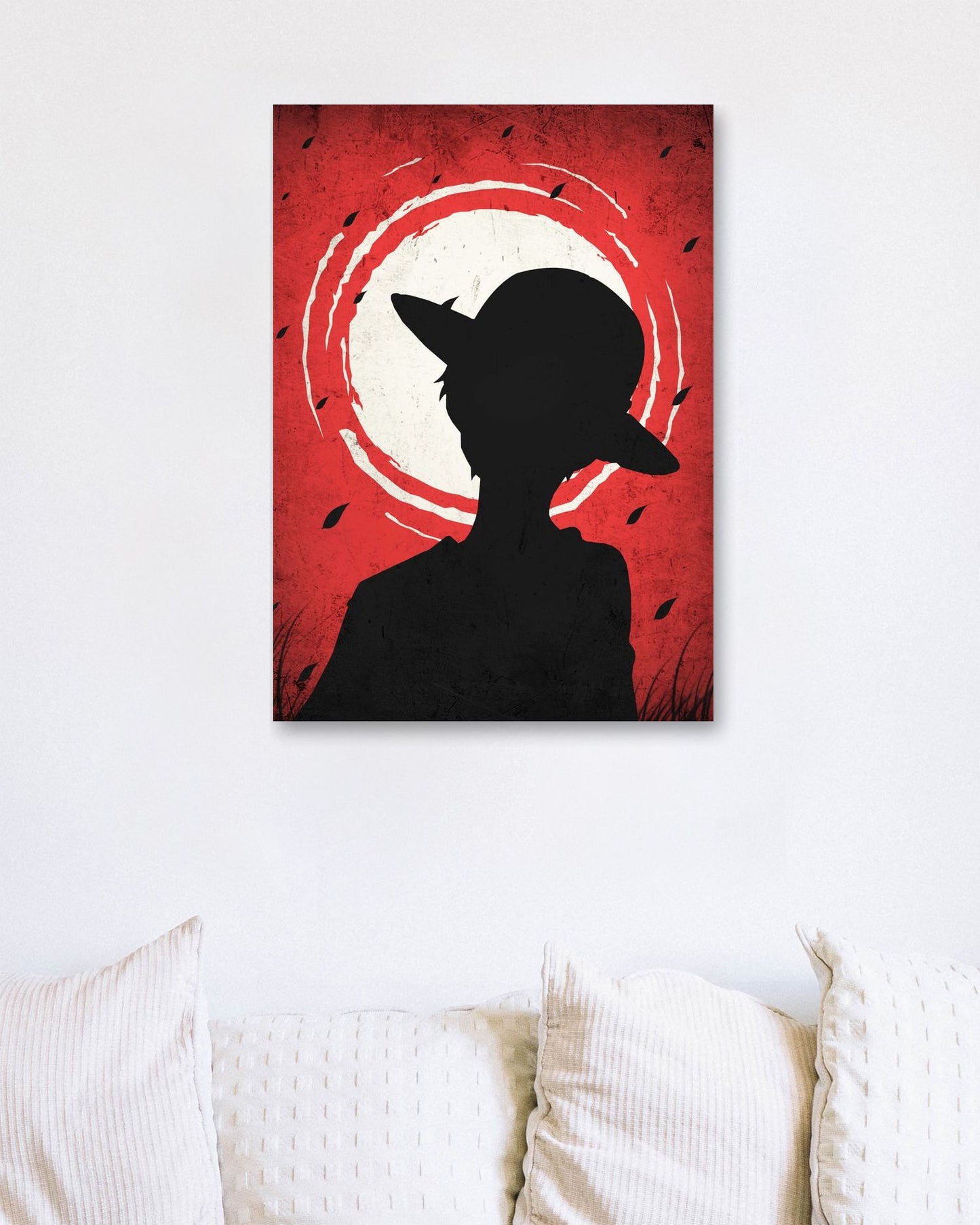 Monkey D Luffy One Piece- Silhouette Blood Moon Red - @GreyArt