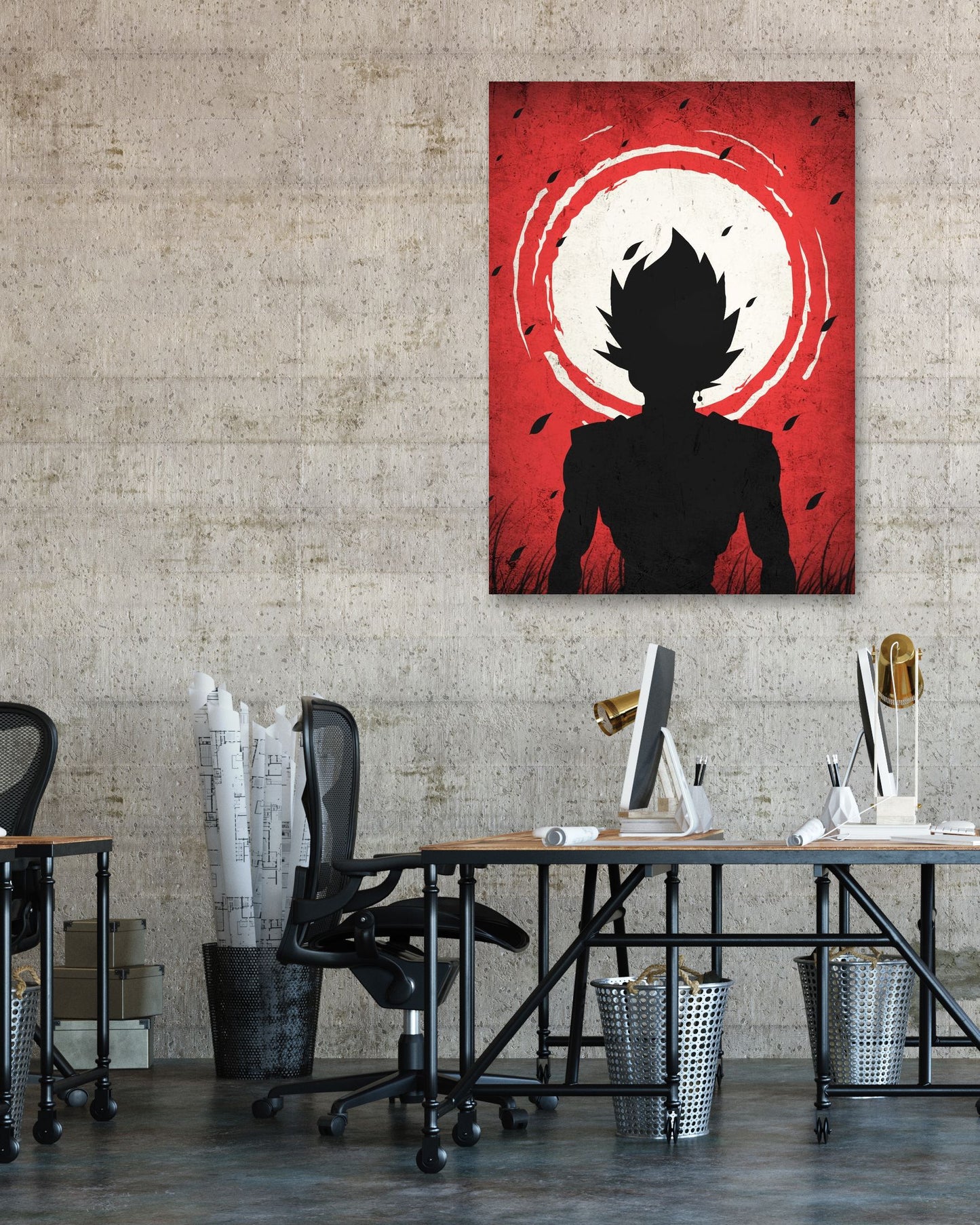 Black Goku - One Piece Silhouette Blood Moon Red - @GreyArt