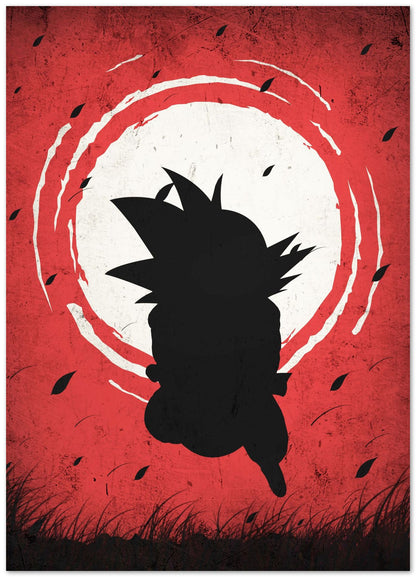Kid Goku - Dragon Ball Silhouette Blood Moon Red - @GreyArt