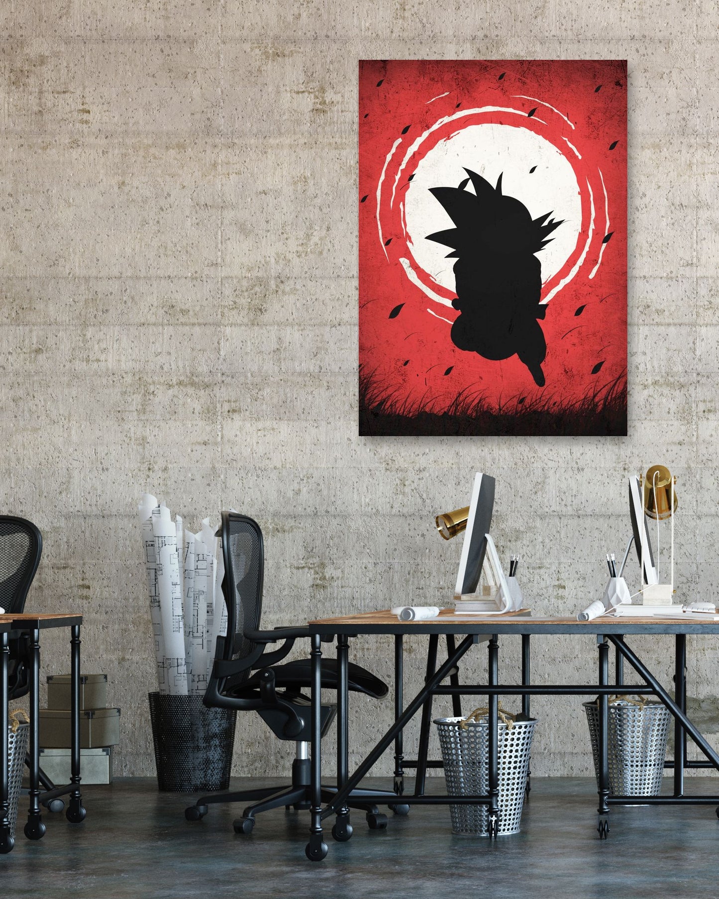 Kid Goku - Dragon Ball Silhouette Blood Moon Red - @GreyArt