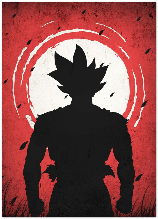 Goku Ultra Instink - Dragon Ball Silhouette Blood Moon Red - @GreyArt