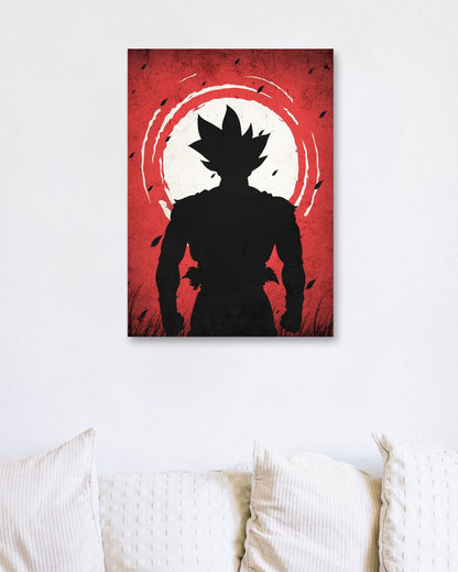 Goku Ultra Instink - Dragon Ball Silhouette Blood Moon Red - @GreyArt