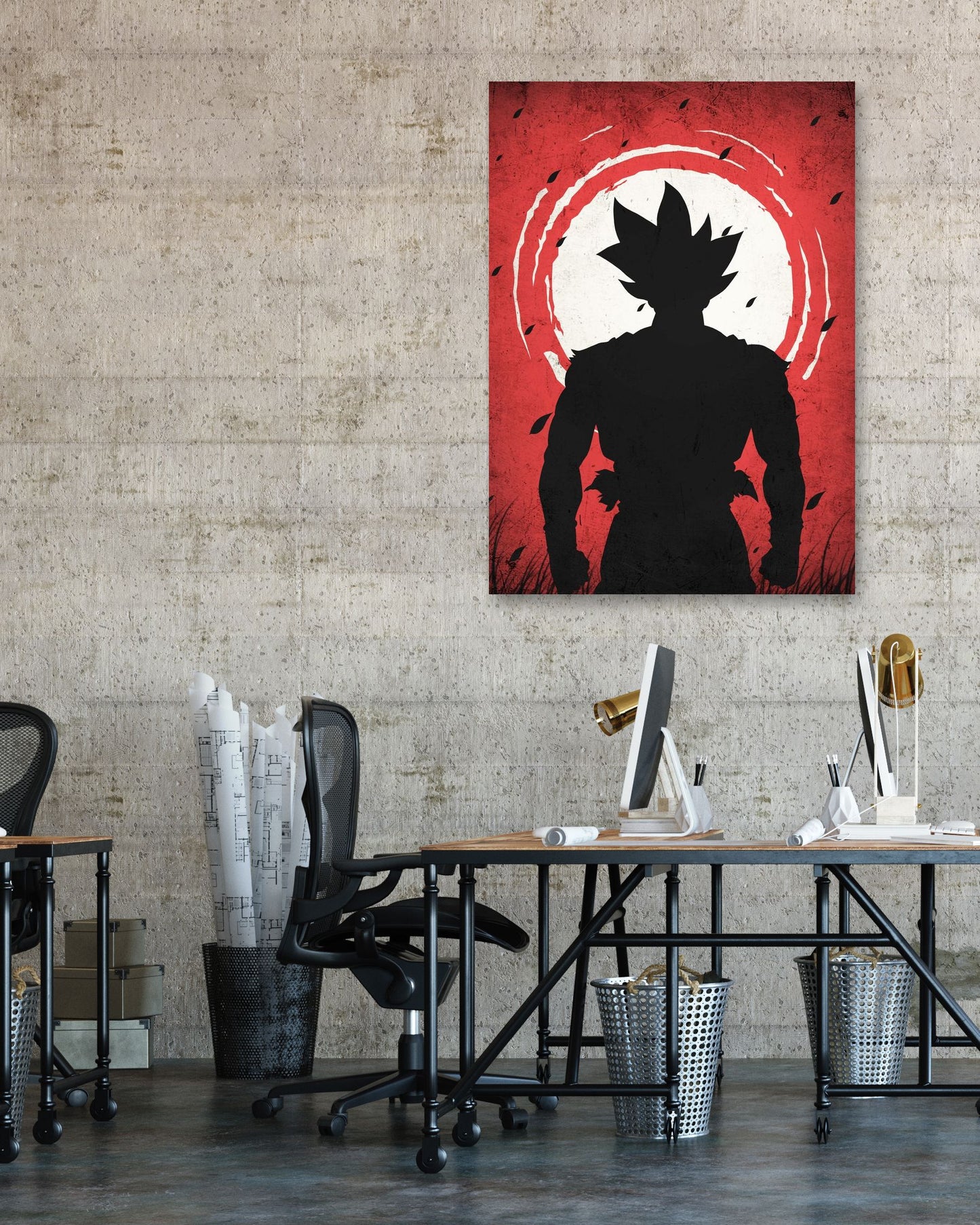 Goku Ultra Instink - Dragon Ball Silhouette Blood Moon Red - @GreyArt