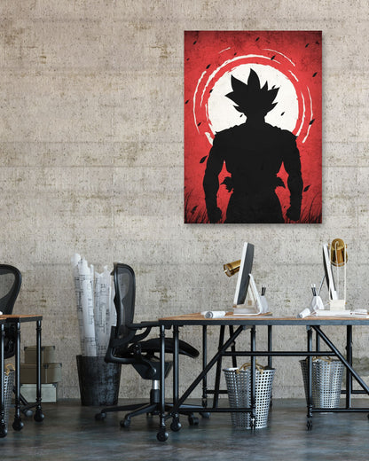 Goku Ultra Instink - Dragon Ball Silhouette Blood Moon Red - @GreyArt