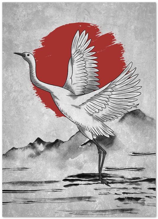 Stork Bird - Japanese Artstyle - @GreyArt