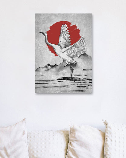 Stork Bird - Japanese Artstyle - @GreyArt