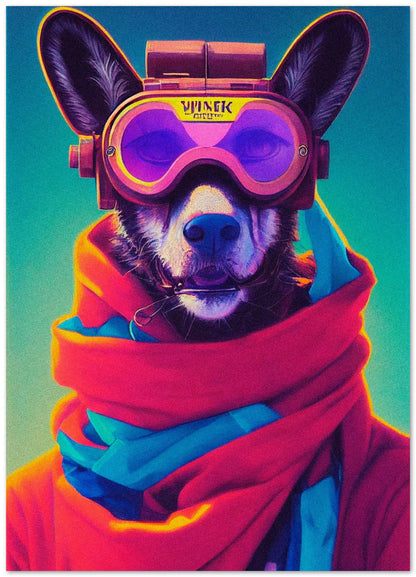 Retro Nursery animal pop art of Wild Dog wearing glass - @Artnesia