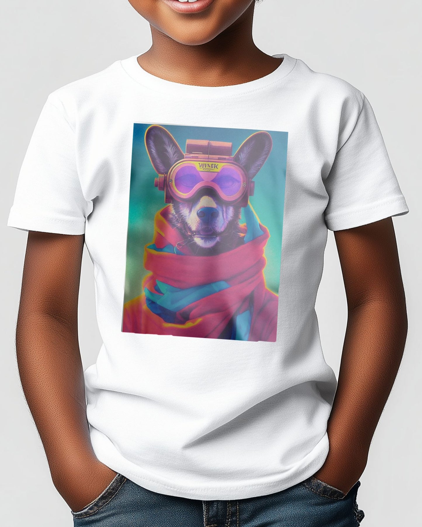 Retro Nursery animal pop art of Wild Dog wearing glass - @Artnesia