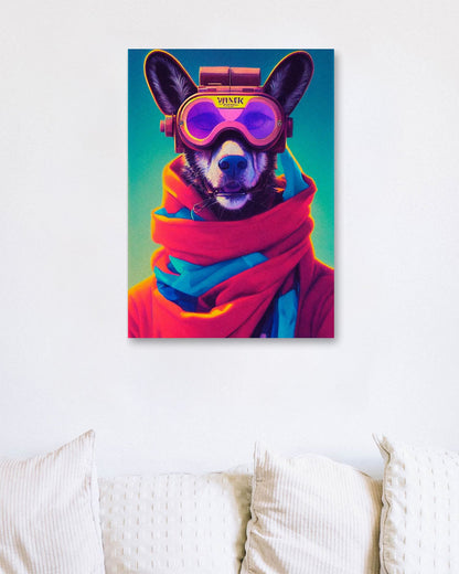 Retro Nursery animal pop art of Wild Dog wearing glass - @Artnesia