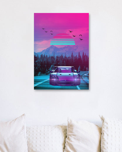 Car Retro Synthwave Sun - @MiracleCreative