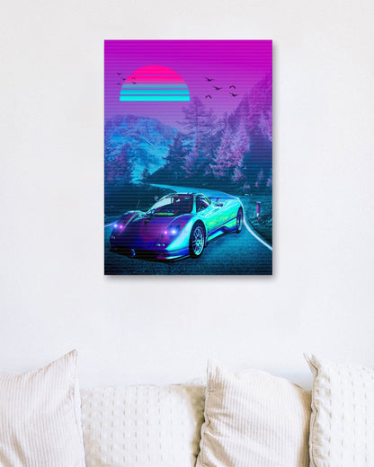 Car Retro Synthwave Sun - @MiracleCreative