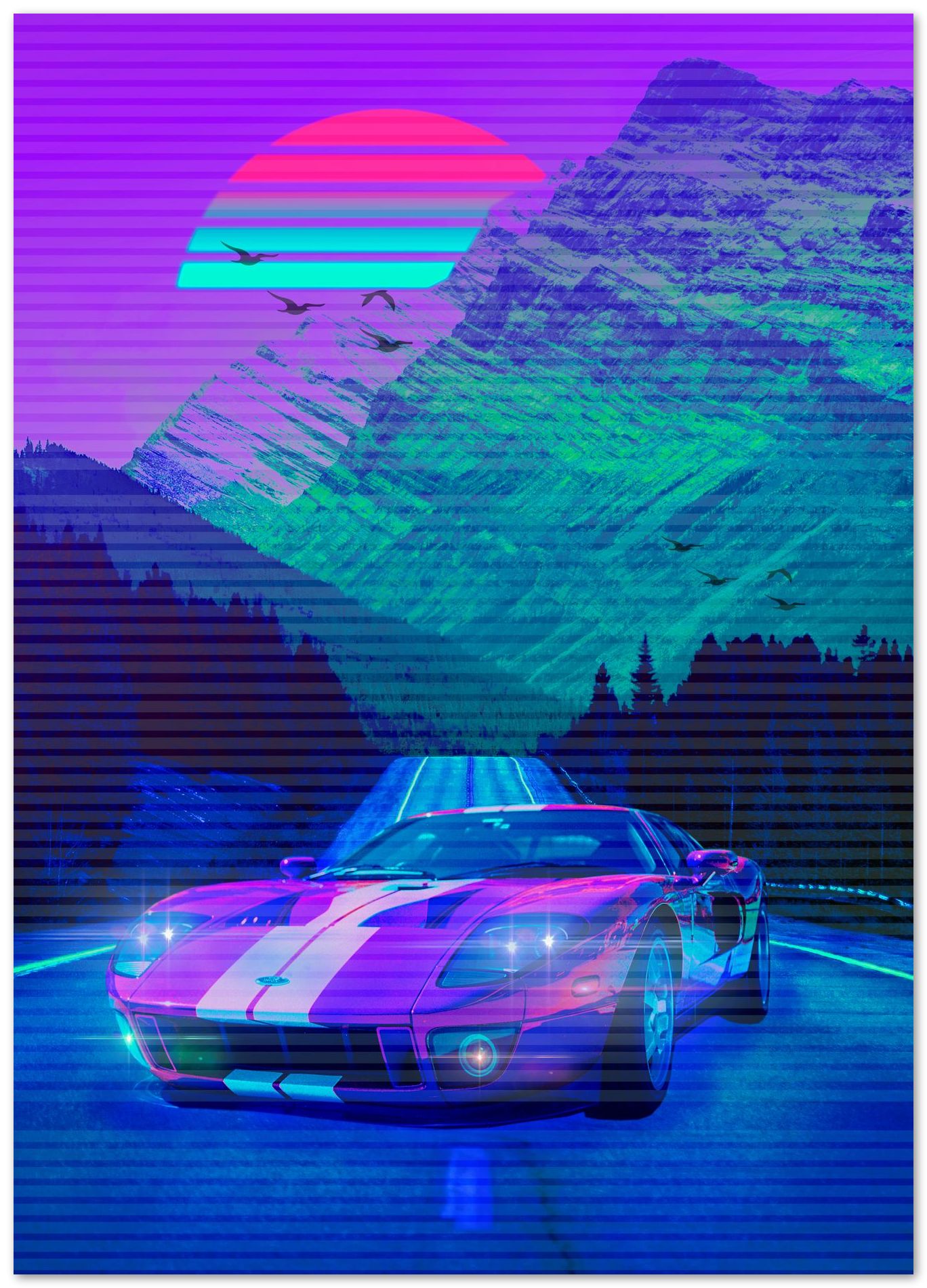 Car Retro Synthwave Sun - @MiracleCreative