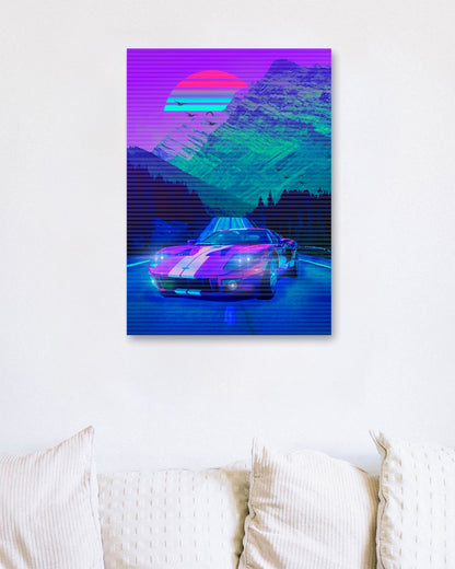 Car Retro Synthwave Sun - @MiracleCreative