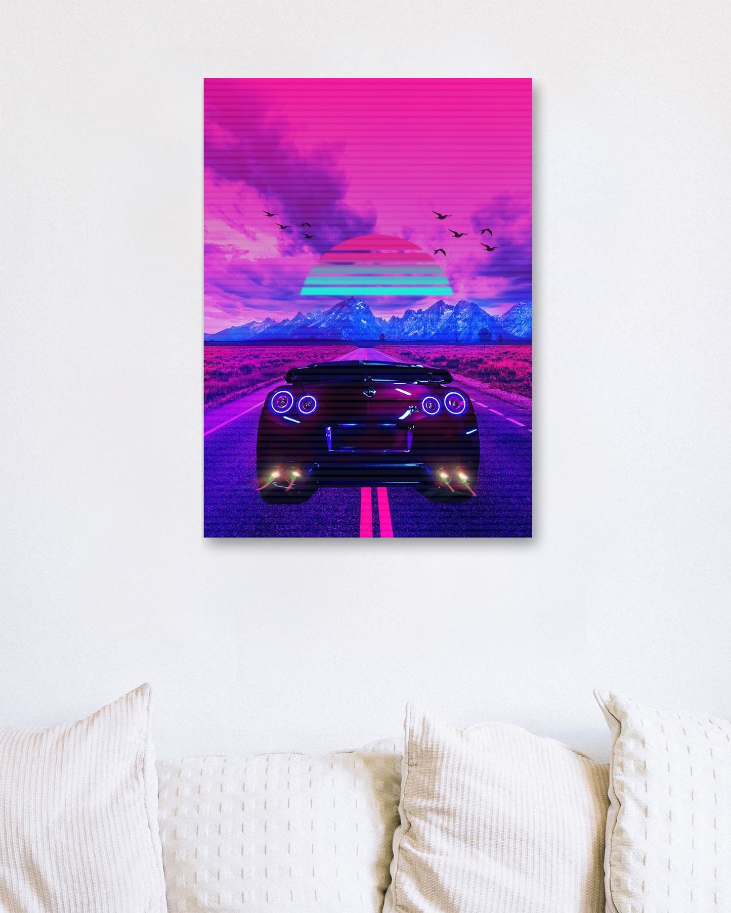 Car Synthwave Sun Mountain  - @MiracleCreative