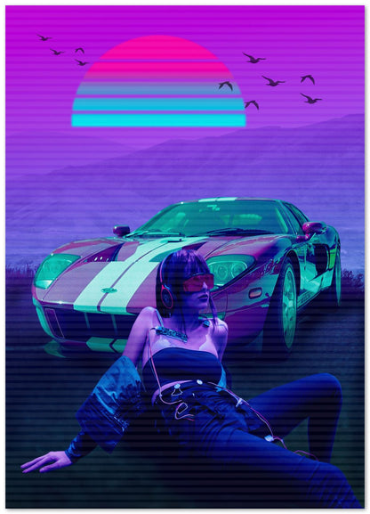 Car Retro Synthwave Sun - @MiracleCreative