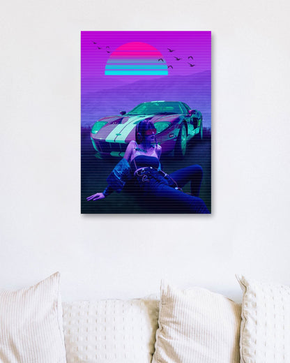 Car Retro Synthwave Sun - @MiracleCreative