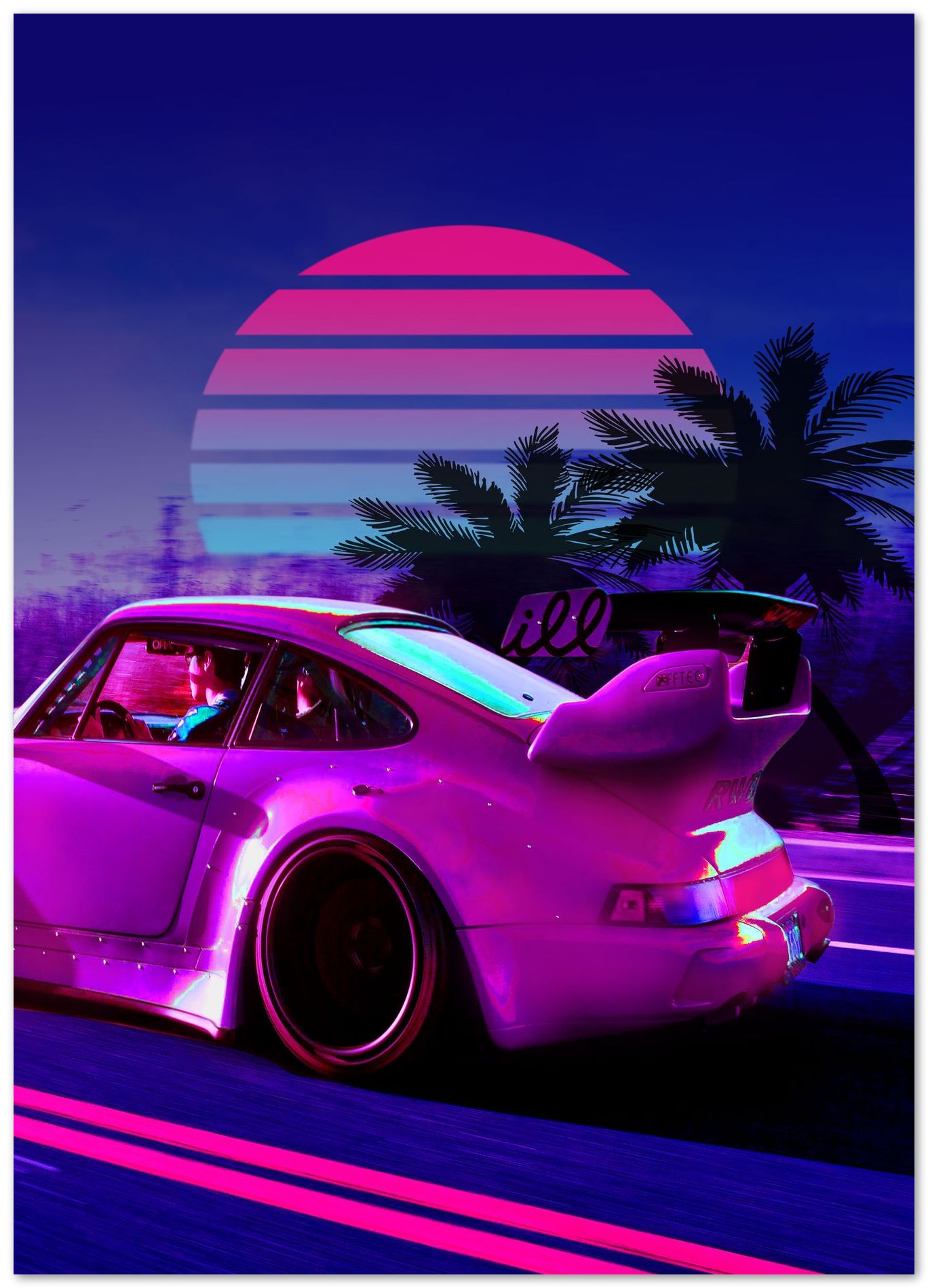 Car Retro Synthwave Sun 4 - @MiracleCreative